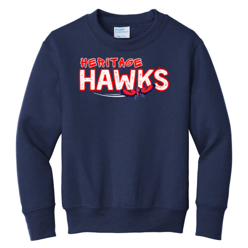 Heritage Hawks on a Port & Co™ - Youth Core Fleece Crewneck Sweatshirt Thumbnail