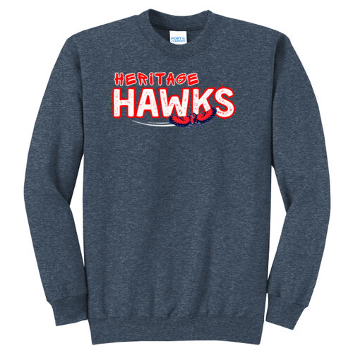 Heritage Hawks on a Port & Co™ - Core Fleece Crewneck Sweatshirt Thumbnail