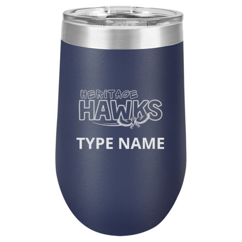 Heritage Hawks Logo Engraved on a Polar Camel® - 16 oz. Vacuum Insulated Stemless Wine Tumbler with Lid Thumbnail