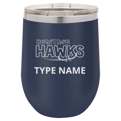 Heritage Hawks Logo Engraved on a Polar Camel® - 12 oz. Vacuum Insulated Stemless Wine Tumbler with Lid Thumbnail