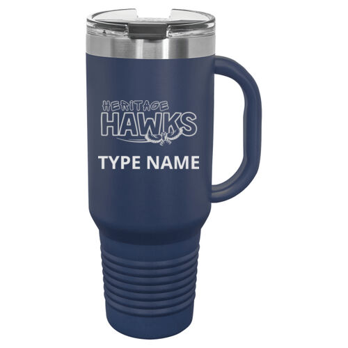 Heritage Hawks Logo Engraved on a Polar Camel® - 40 oz. Travel Mug with Handle, Straw Included Thumbnail