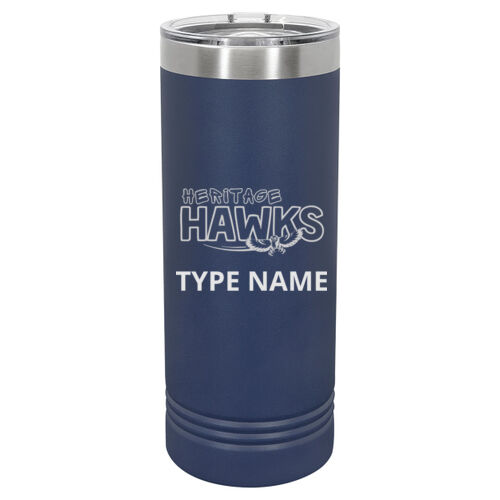 Heritage Hawks Logo Engraved on a Polar Camel® - 22 oz. Skinny Tumbler with Slider Lid Thumbnail